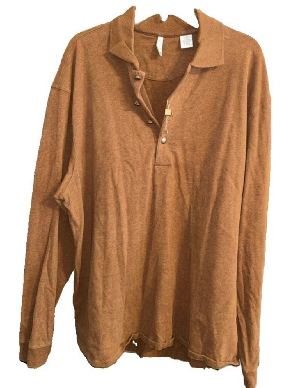 AXIS Men's XL Long-Sleeve Polo Shirt - Brown Cotton